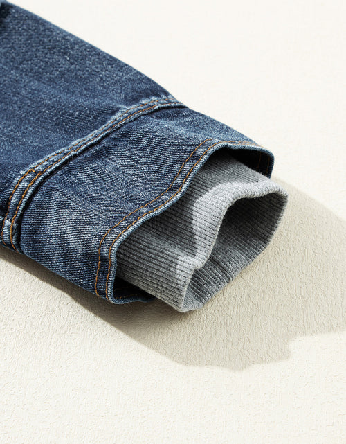 Load image into Gallery viewer, Fake Two-Piece Hooded Zip-Up Denim Jacket
