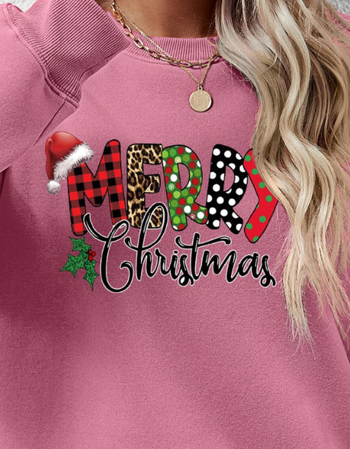 Load image into Gallery viewer, MERRY CHRISTMAS Round Neck Dropped Shoulder Sweatshirt
