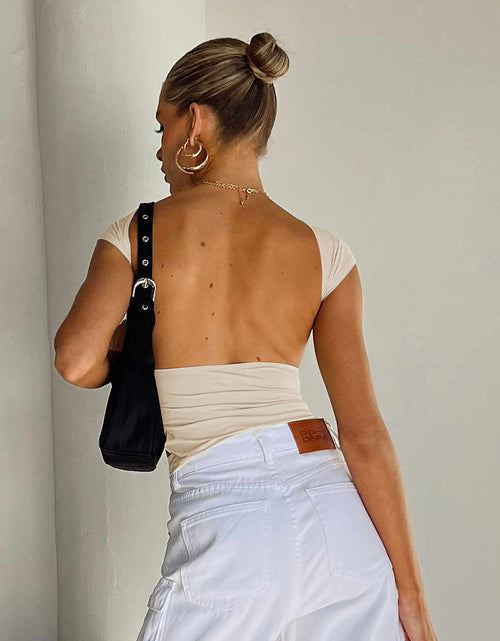 Load image into Gallery viewer, Backless Short Sleeve Cropped Blouse
