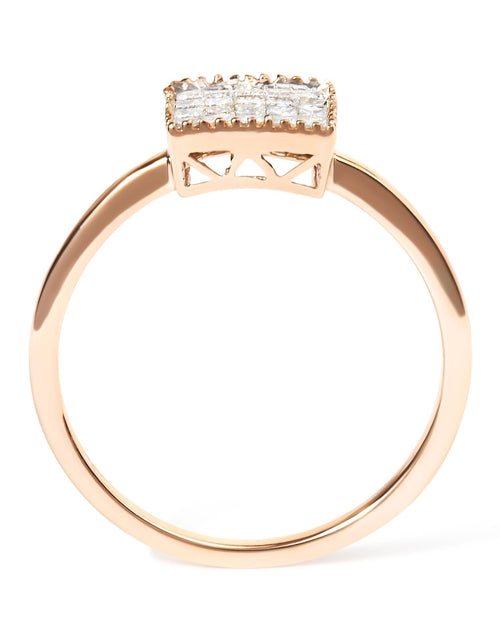 Load image into Gallery viewer, 10K Rose Gold 1/3 Cttw Invisible Set Princess Cut Diamond Composite Square Shape Ring for Women (H-I color, I1-I2 clarity) by Haus of Brilliance

