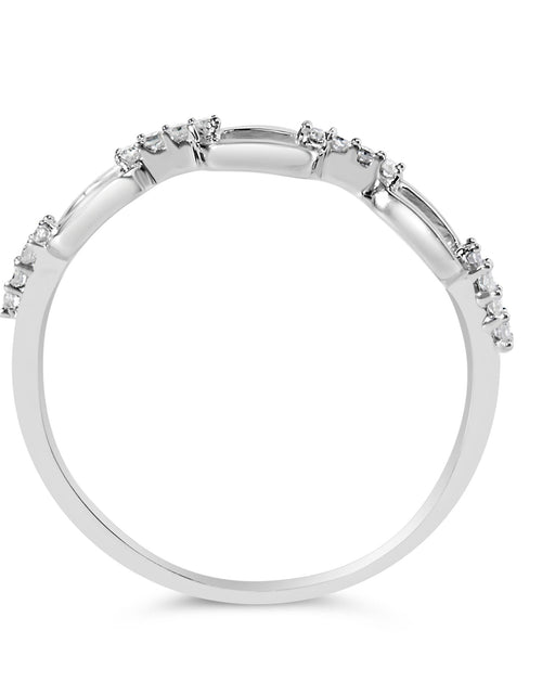 Load image into Gallery viewer, .925 Sterling Silver Diamond Accent Paperclip Band Ring (I-J Color, I2-I3 Clarity) by Haus of Brilliance
