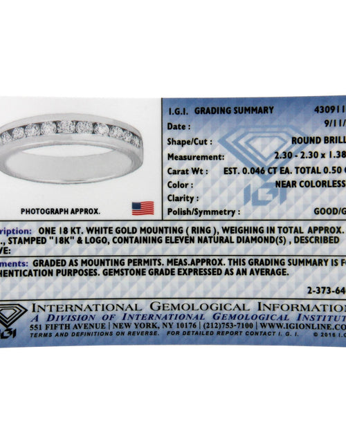 Load image into Gallery viewer, IGI Certified 1/2 Cttw Round Brilliant Cut Diamond 18K White Gold Channel Set Eternity Style Wedding Band Ring (H-I Color, I1-I2 Clarity) by Haus of Brilliance

