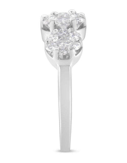 Load image into Gallery viewer, 14K White Gold 1-1/4 Cttw Brilliant Cut Diamond Three Round Floral Clusters Engagement or Fashion Ring (H-I Color, SI2-I1 Clarity) by Infinite Jewels
