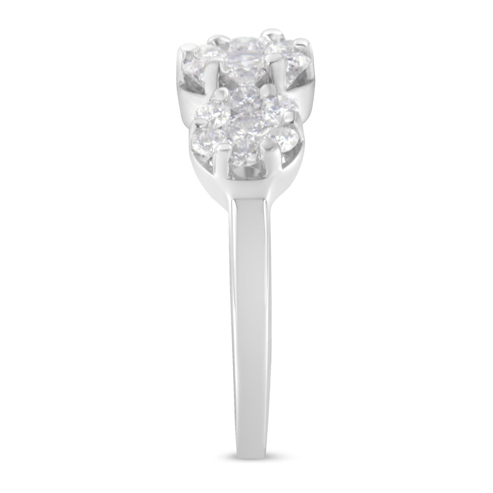 14K White Gold 1-1/4 Cttw Brilliant Cut Diamond Three Round Floral Clusters Engagement or Fashion Ring (H-I Color, SI2-I1 Clarity) by Haus of Brilliance