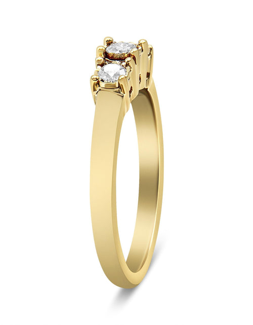 Load image into Gallery viewer, 14K Yellow Gold Plated .925 Sterling Silver 1/4 Cttw Diamond 3 Stone Illusion Plate Ring (J-K Color, I1-I2 Clarity) by Haus of Brilliance
