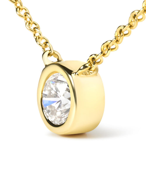 Load image into Gallery viewer, 14K Gold Lab Grown Diamond Modern Bezel-Set Solitaire 16"-18" Pendant Necklace (F-G Color, VS2-SI1 Clarity) by Haus of Brilliance

