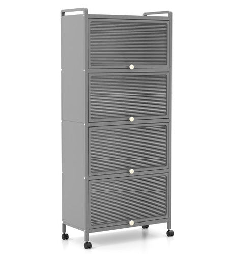 5-Tier Kitchen Baker's Rack with Flip-up PC Doors-Gray
