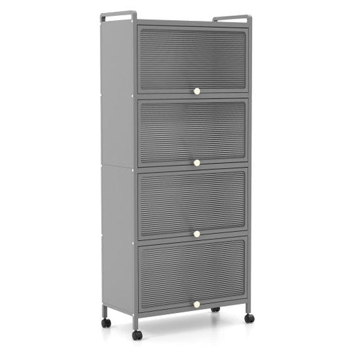 Load image into Gallery viewer, 5-Tier Kitchen Baker's Rack with Flip-up PC Doors-Gray
