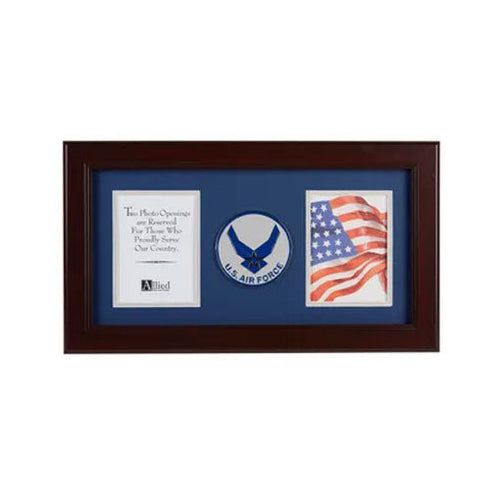 Load image into Gallery viewer, Aim High Air Force Medallion 4-Inch by 6-Inch Double Picture Frame by The Military Gift Store
