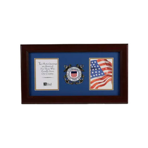 Load image into Gallery viewer, U.S. Coast Guard Medallion 4-Inch by 6-Inch Double Picture Frame by The Military Gift Store
