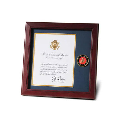 Load image into Gallery viewer, U.S. Marine Corps Medallion 8-Inch by 10-Inch Presidential Memorial Certificate Frame by The Military Gift Store
