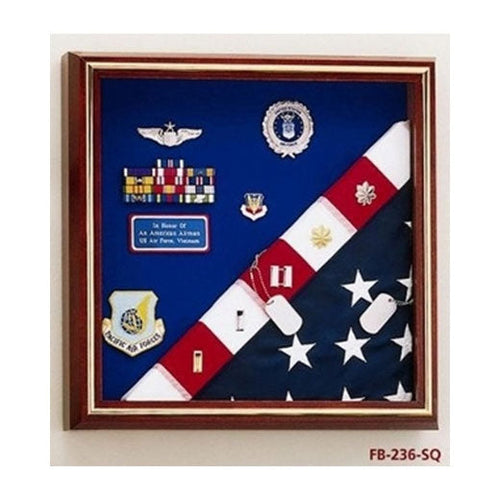 Load image into Gallery viewer, Military Award Medal Flag Display Combination - Cherry or Oak. by The Military Gift Store
