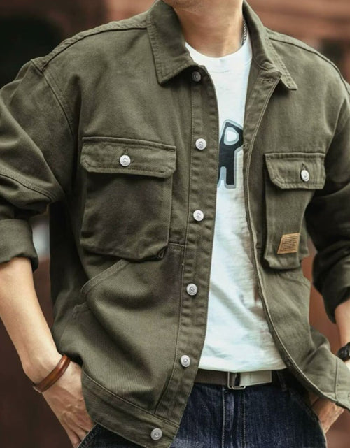 Load image into Gallery viewer, Men's Washed Collared Neck Cargo Jacket
