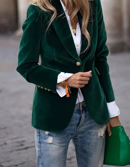 Load image into Gallery viewer, Lapel Collar One Button Blazer
