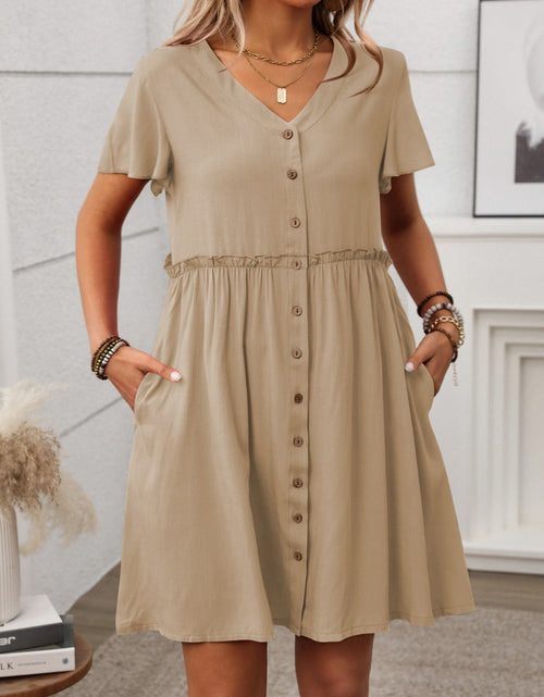 Load image into Gallery viewer, Button Front Flutter Sleeve Dress
