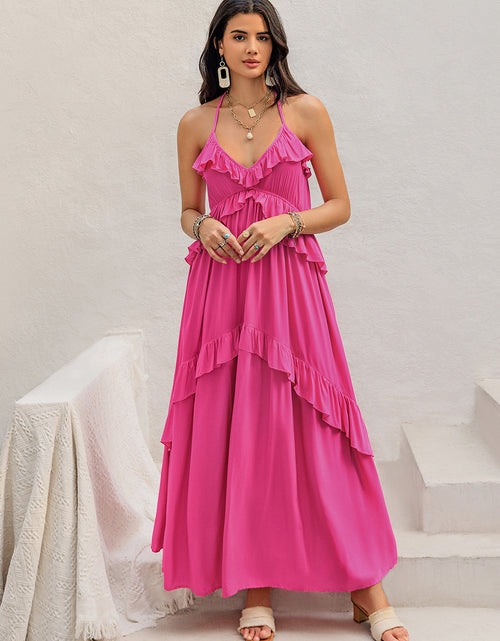 Load image into Gallery viewer, Ruffled Halter Neck Maxi Dress
