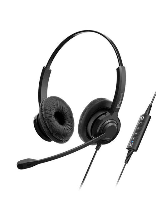 Load image into Gallery viewer, Klipxtreme Headset Business VoxPro-S USB Stereo with Boom Mic Noise Isolating Inline Volume Control/Mute Compatible with UC Platforms - Black by Level Up Desks
