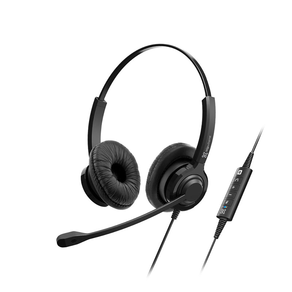 Klipxtreme Headset Business VoxPro-S USB Stereo with Boom Mic Noise Isolating Inline Volume Control/Mute Compatible with UC Platforms - Black by Level Up Desks