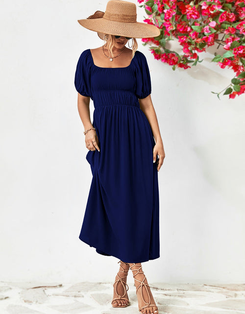 Load image into Gallery viewer, Off-Shoulder Balloon Sleeve Midi Dress
