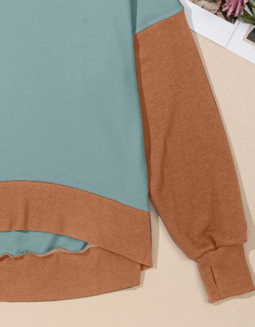 Load image into Gallery viewer, Contrast Round Neck Long Sleeve Sweatshirt
