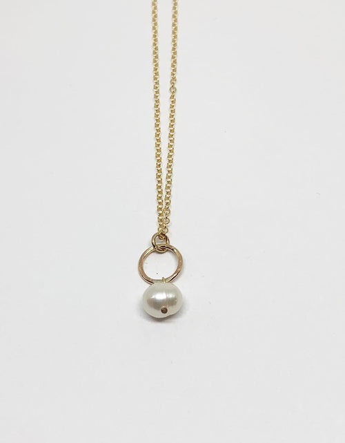 Load image into Gallery viewer, Pearl Drop Charm Necklace by Jennifer Cervelli Jewelry

