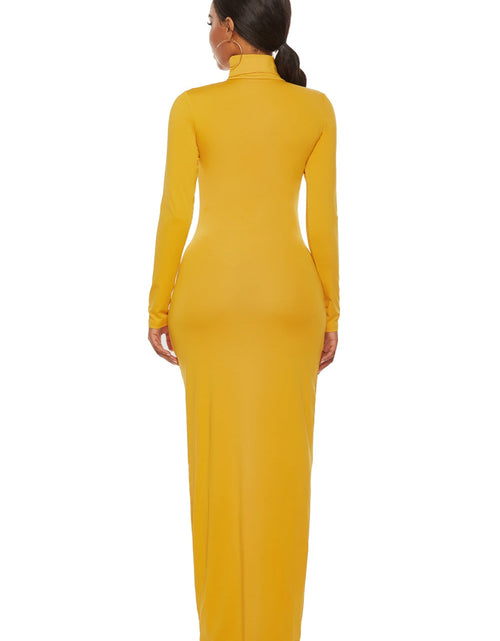 Load image into Gallery viewer, Mock Neck Long Sleeve Maxi Slim Dress
