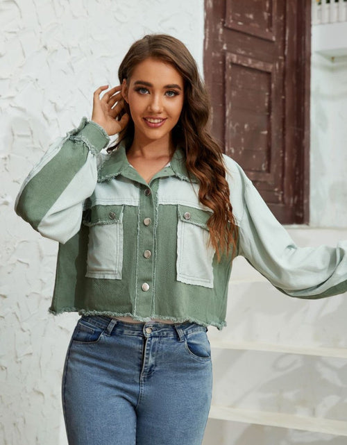 Load image into Gallery viewer, Color Block Crop Jacket with Pockets

