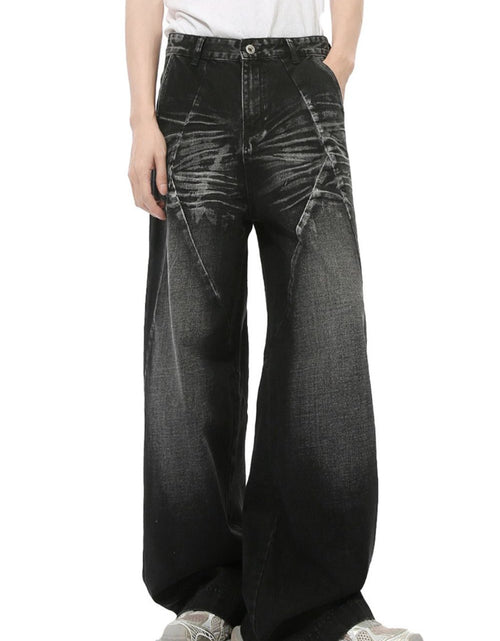 Load image into Gallery viewer, Washed Cat Whisker Straight Leg Jeans
