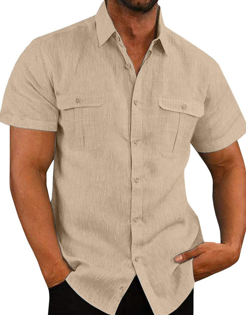 Load image into Gallery viewer, Men's Plus Size Collared Neck Short Sleeve Shirt
