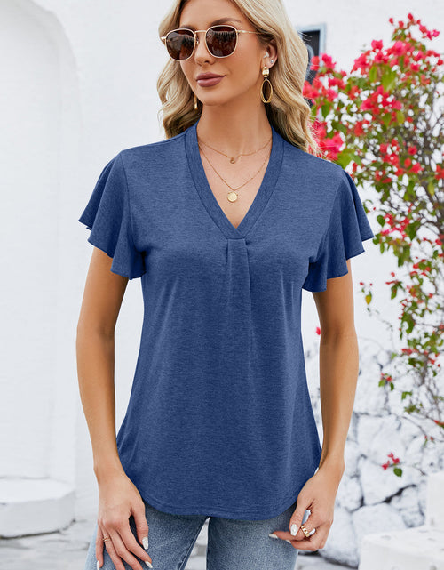 Load image into Gallery viewer, V-Neck Flutter Sleeve T-Shirt
