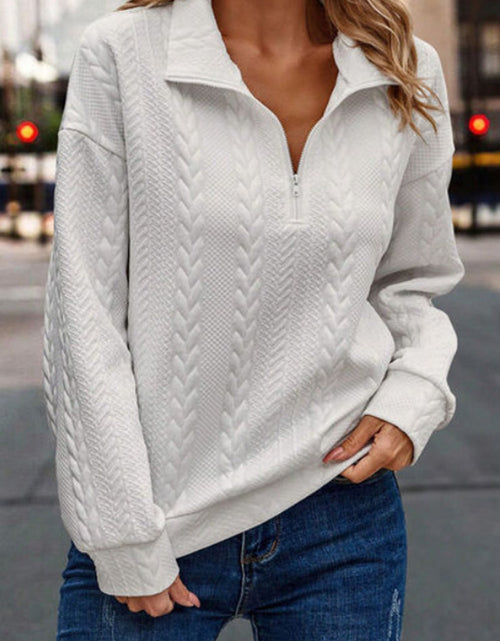 Load image into Gallery viewer, Half Zip Drop Shoulder Long Sleeve Sweatshirt
