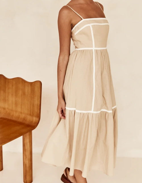 Load image into Gallery viewer, Contrast Trim Square Neck Midi Cami Dress
