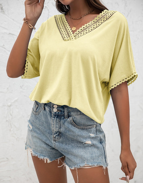 Load image into Gallery viewer, Ivy Lane Lace Detail V-Neck T-Shirt
