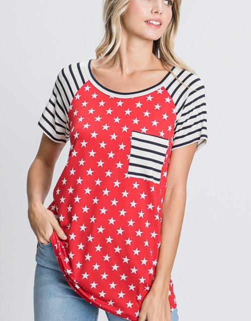 Load image into Gallery viewer, Heimish Full Size Star &amp; Striped Round Neck Short Sleeve T-Shirt Plus Size

