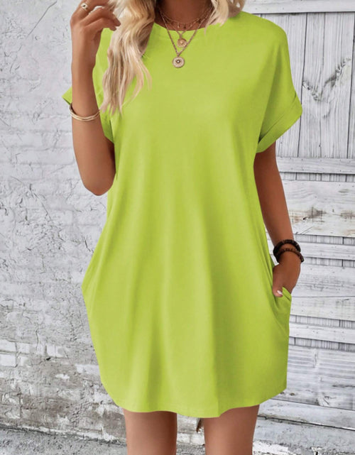 Load image into Gallery viewer, Round Neck Short Sleeve Mini Tee Dress with Pockets
