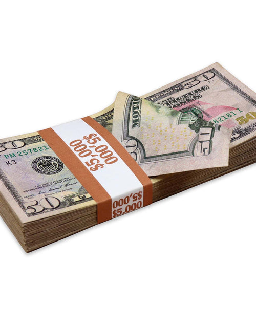 Load image into Gallery viewer, $5,000 ✔️RealAged™ Full Print New Series Stack by Prop Money Inc
