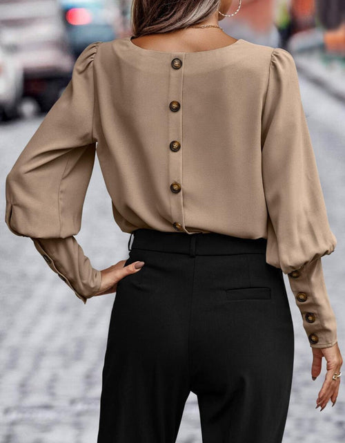 Load image into Gallery viewer, Round Neck Lantern Sleeve Blouse
