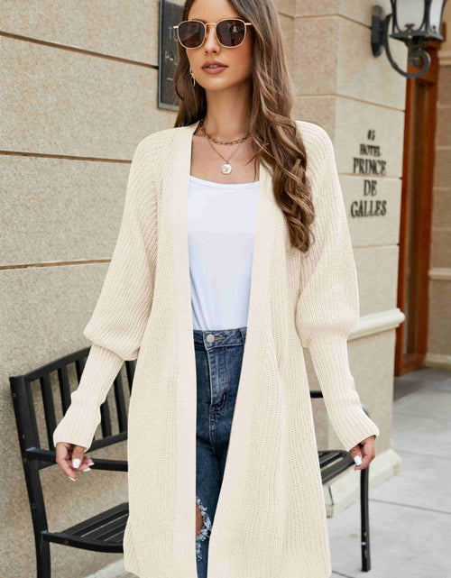 Load image into Gallery viewer, Open Front Lantern Sleeve Cardigan
