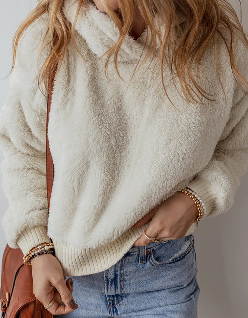Load image into Gallery viewer, Fuzzy Dropped Shoulder Long Sleeve Hoodie
