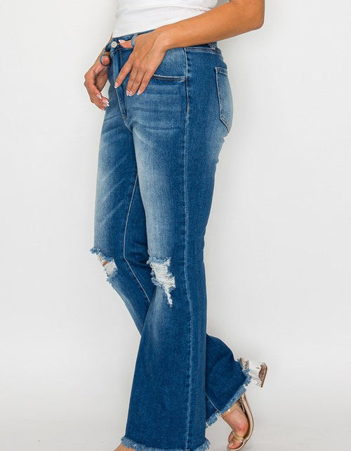 Load image into Gallery viewer, bytos Full Size Raw Hem Distressed High Rise Bootcut Jeans
