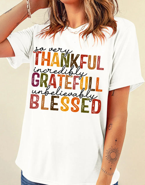 Load image into Gallery viewer, Letter Graphic Round Neck Short Sleeve T-Shirt
