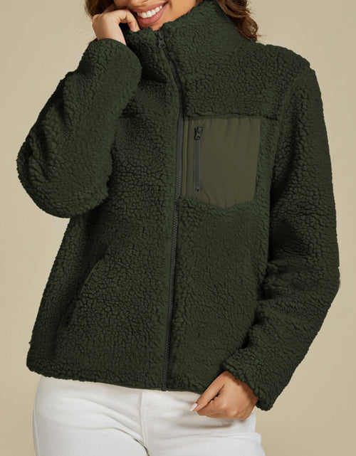 Load image into Gallery viewer, Zip Up Long Sleeve Plush Jacket
