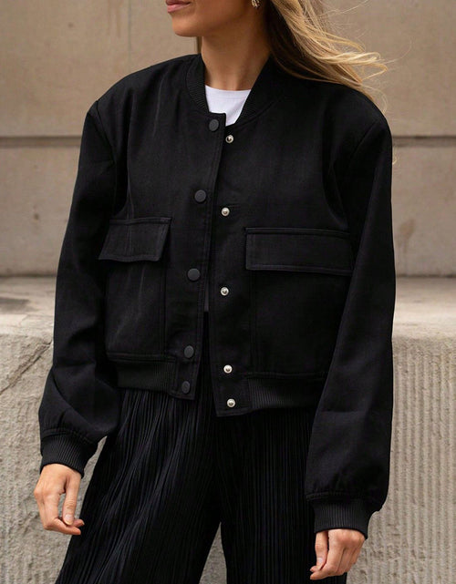 Load image into Gallery viewer, Pocketed Snap Down Baseball Collar Jacket

