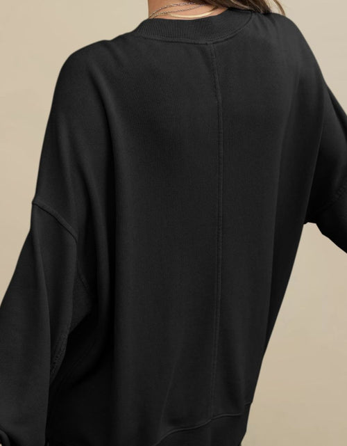 Load image into Gallery viewer, Side Slit Round Neck Long Sleeve Sweatshirt
