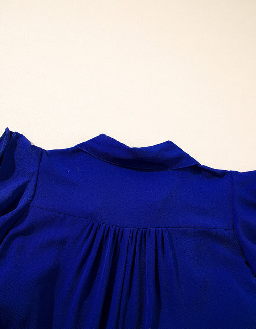 Load image into Gallery viewer, Ruffled Short Sleeve Collared V Neck Tiered Midi Dress
