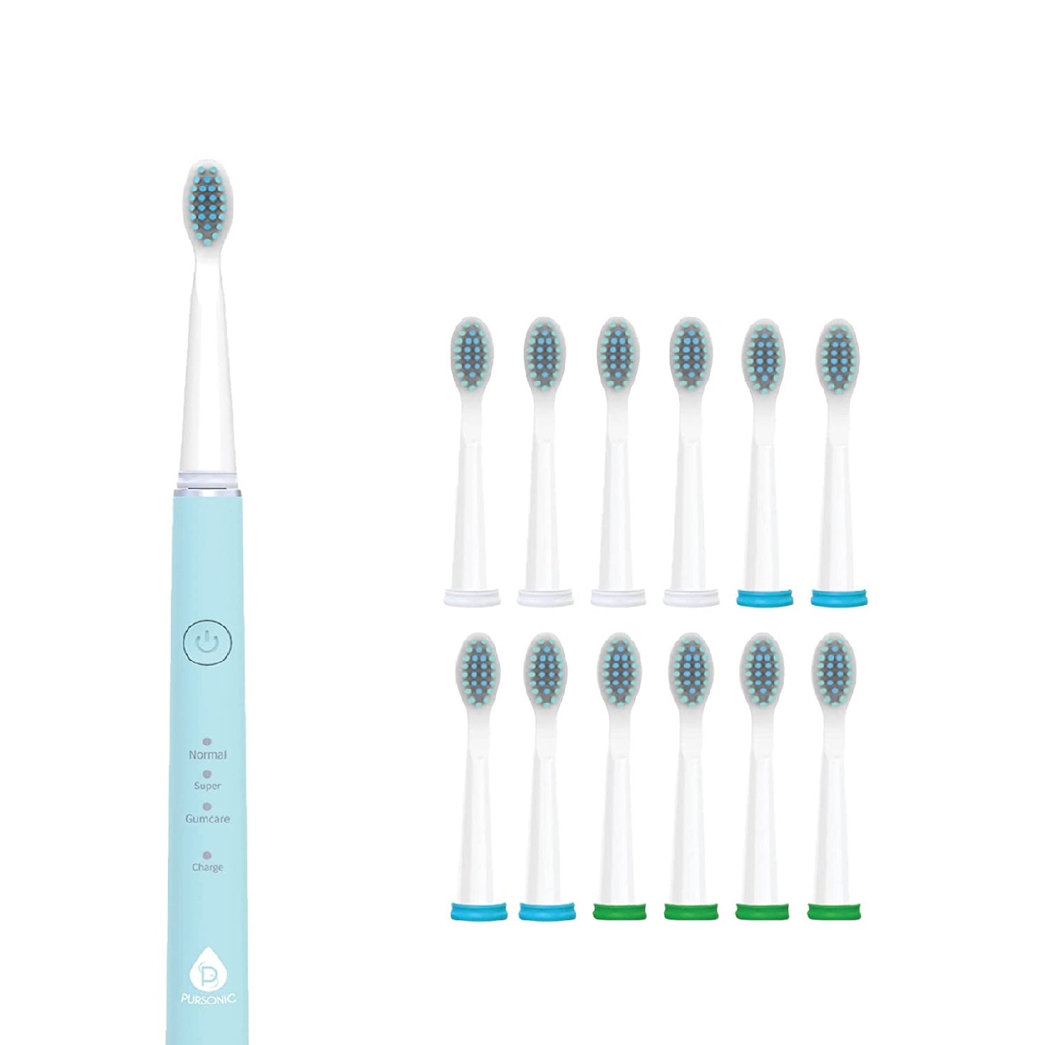 USB Rechargeable Sonic toothbrush with 12 Brush Heads by Pursonic