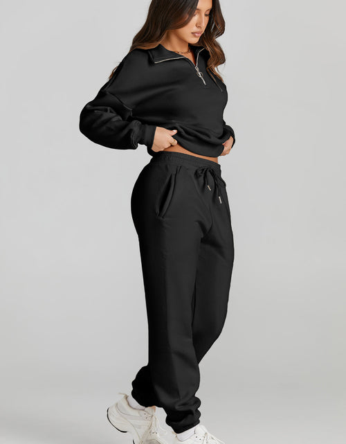 Load image into Gallery viewer, Quarter Zip Top and Drawstring Pants Active Set
