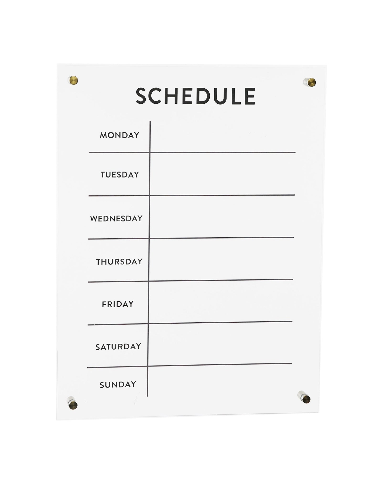 Acrylic Dry Erase Weekly Calender 19"H