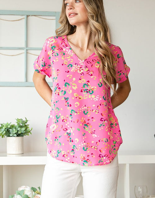 Load image into Gallery viewer, Heimish Full Size Animal print V-Neck Short Sleeve T-Shirt Plus Size
