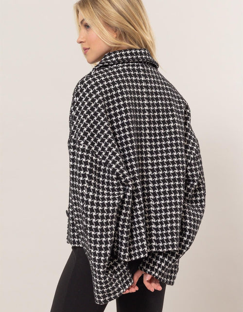 Load image into Gallery viewer, HYFVE Tweed Plaid Button Up Collared Neck Jacket
